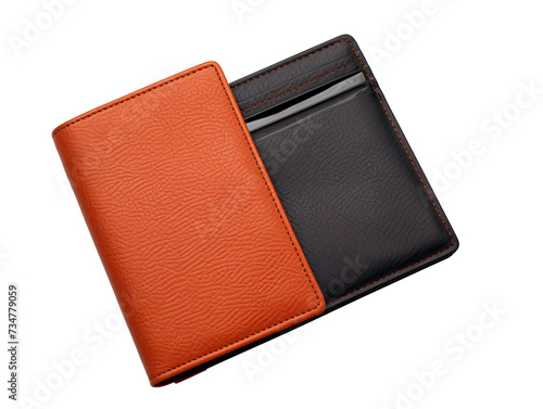 a black and orange wallet