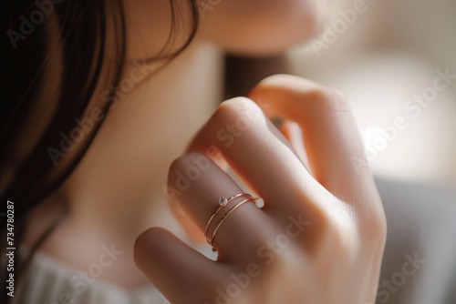 closeup of womans finger wearing a midi ring