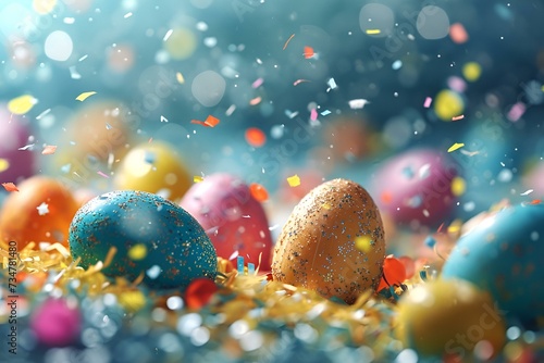 a background with colored easter eggs 