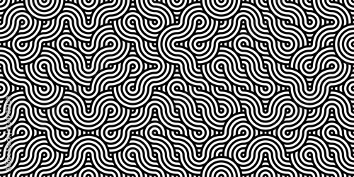 Black and white oriental pattern, geometric wave illusion futuristic elegant vector background, abstract wallpaper design photo