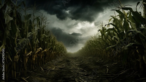 weather corn field in storm photo