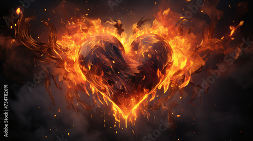 Fire burning heart