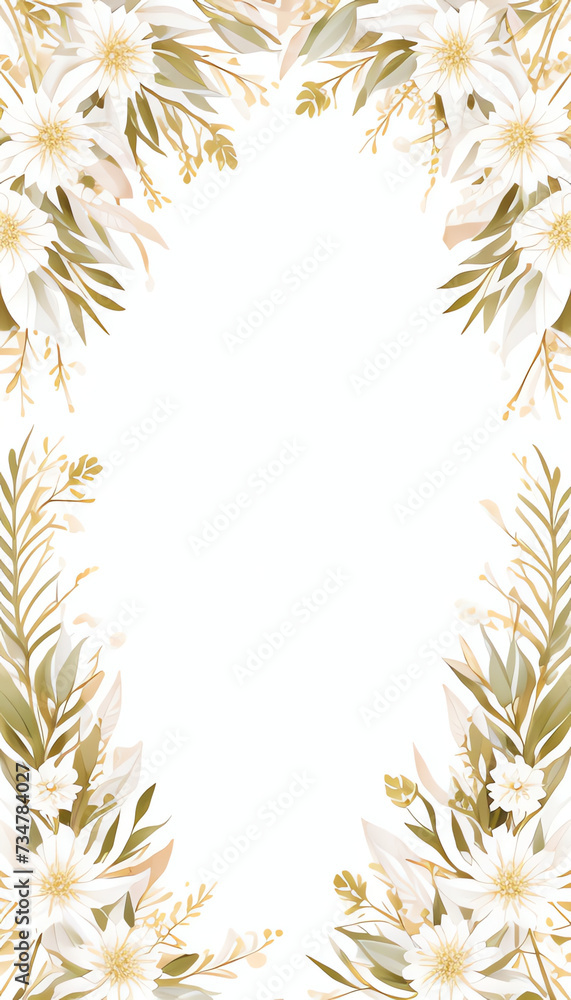 Obraz premium Hand drawn linear gold flower. Botanical line art silhouette golden leaves, Golden Linear floral Leaves Set. illustration in linear style, graphic clipart for wedding invitation