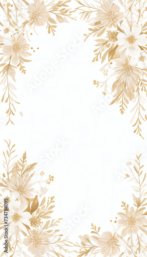 illustration watercolor vintage golden flowers template.