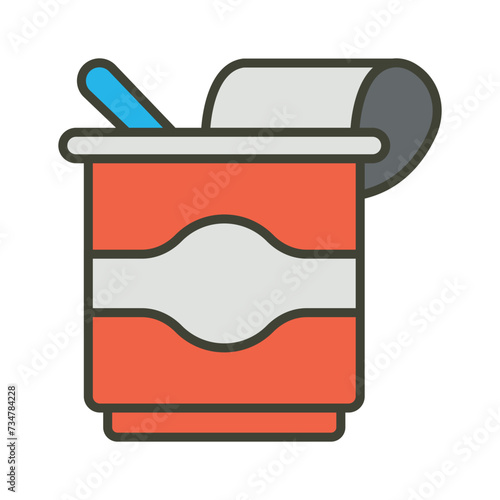 Flat design of canned food icon, preserved food vector