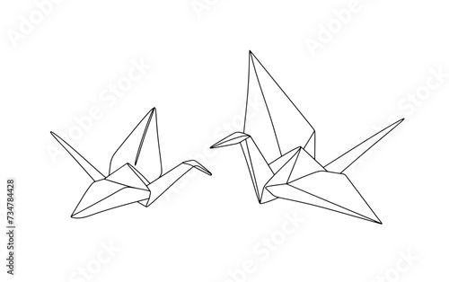 Origami. Pigeons. One line
