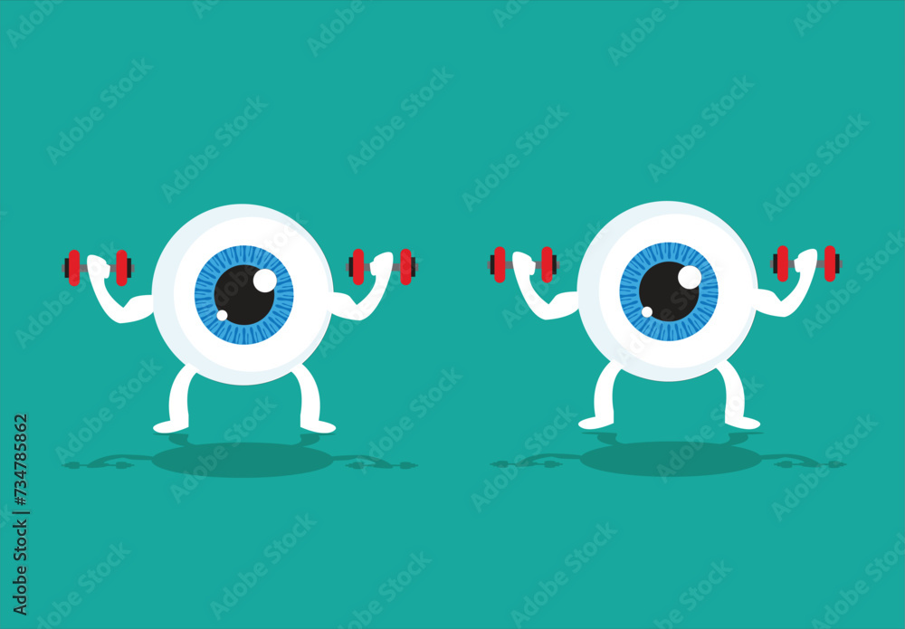Eye Exercises cartoon concept. Editable Clip Art. - obrazy, fototapety, plakaty 