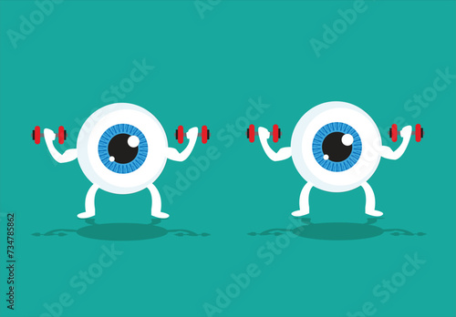 Eye Exercises cartoon concept. Editable Clip Art.