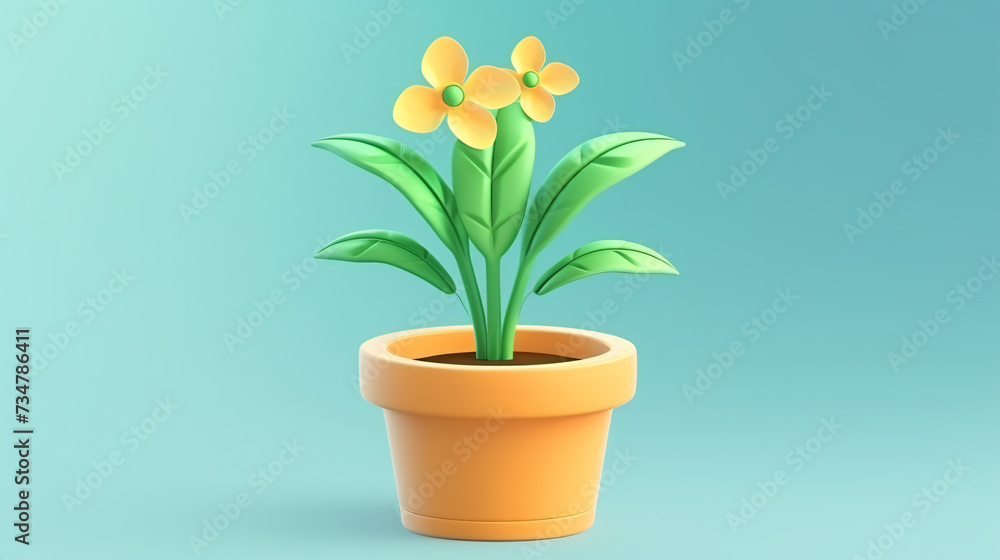 Flower plant with leaves