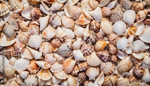 Multitude of seashells on a beach  view fro above