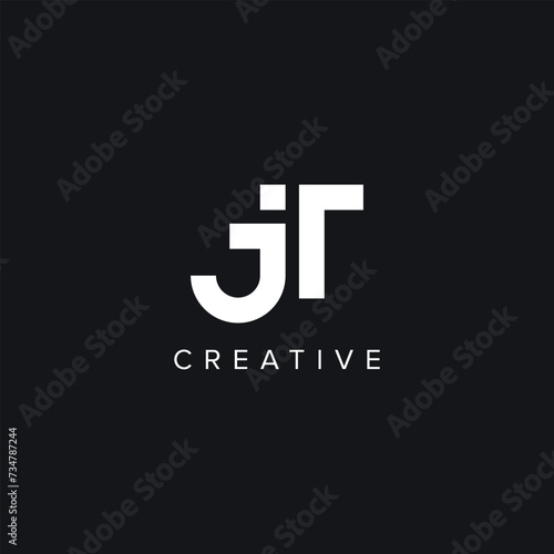Alphabet Letters JT TJ Minimal Logo Initial Based Monogram Icon Vector. photo