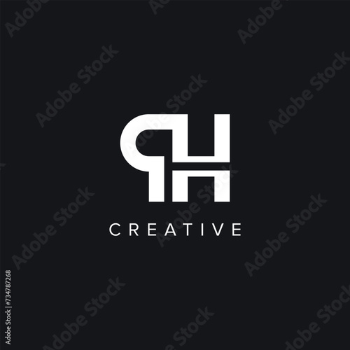 Alphabet Letters QH HQ Minimal Logo Initial Based Monogram Icon Vector.