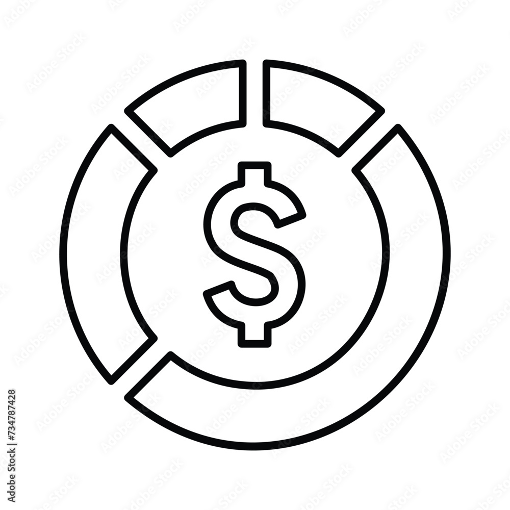 Market Share icon. Line, outline design. Market Share icon. Line, outline design.
