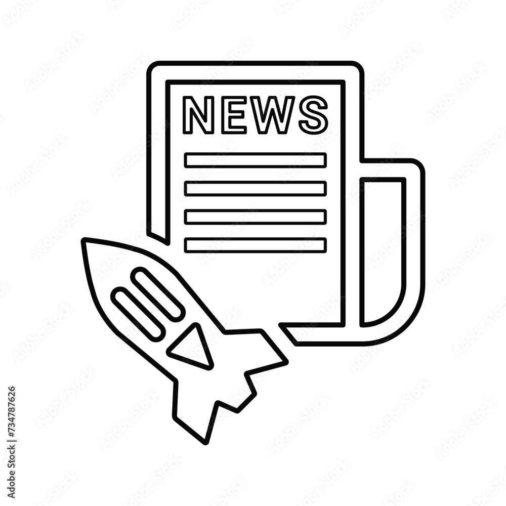 Press Release icon. Line, outline design. Press Release icon. Line, outline design.