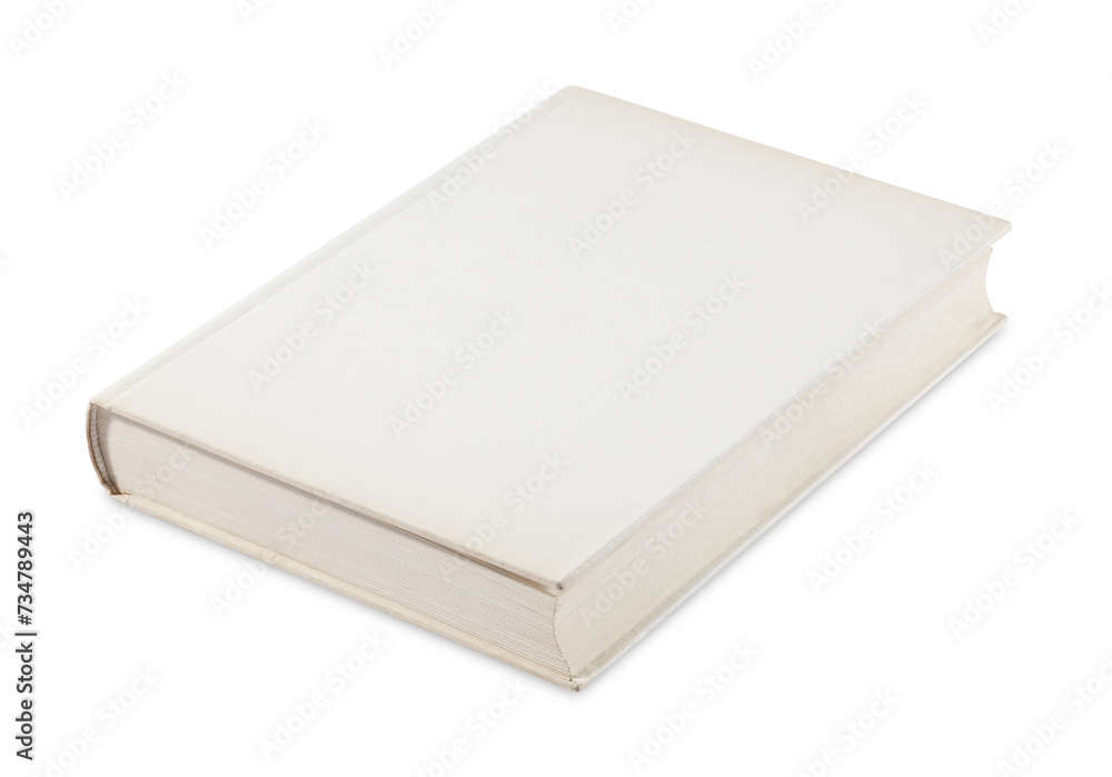 One closed hardcover book isolated on white One closed hardcover book isolated on white