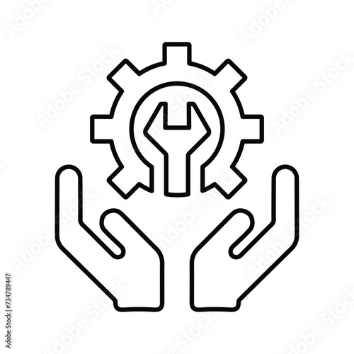 Hand Support & Fix icon. Line, outline design.