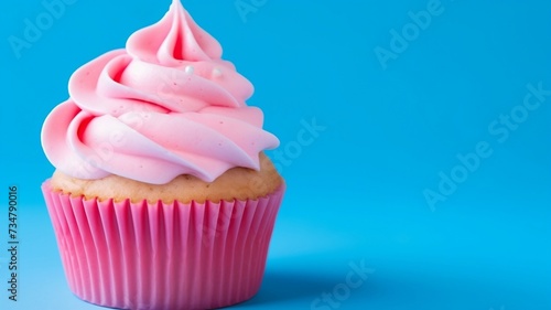 Pink Cupcake with White Frosting 