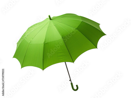 a green umbrella with a curved handle