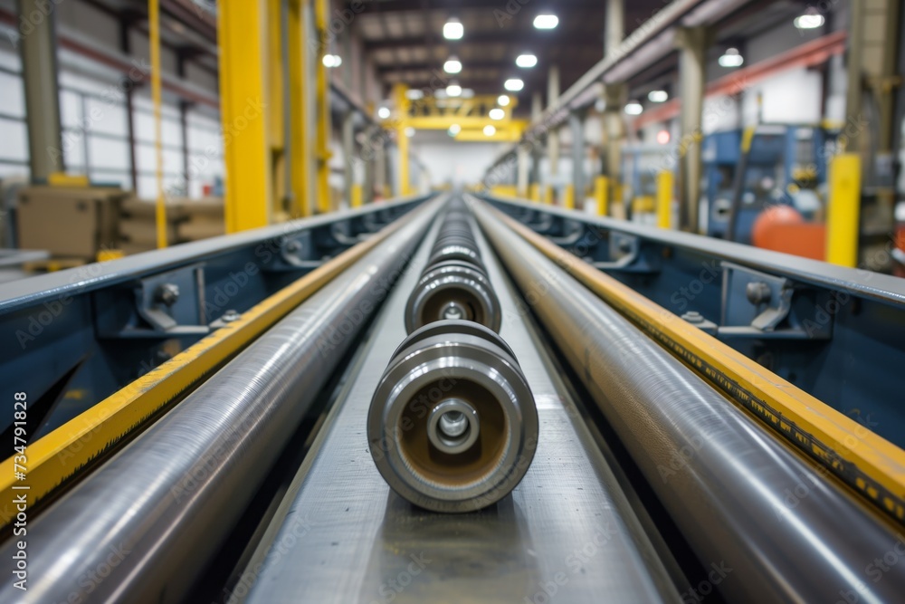 conveyor rollers with builtin bearings in a warehouse setting