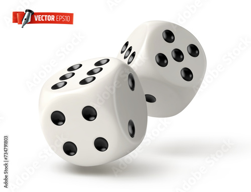 Vector realistic illustration of dices on a white background.