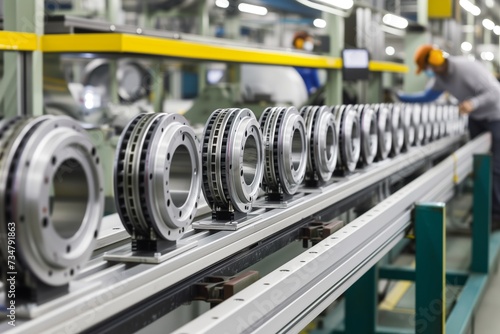 roller bearings assembly line with worker monitoring photo