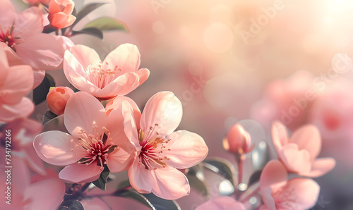 Beautiful flowers peach color blooming in the garden,Generative AI © simba kim