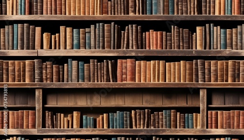 Ancient wood bookshelves background