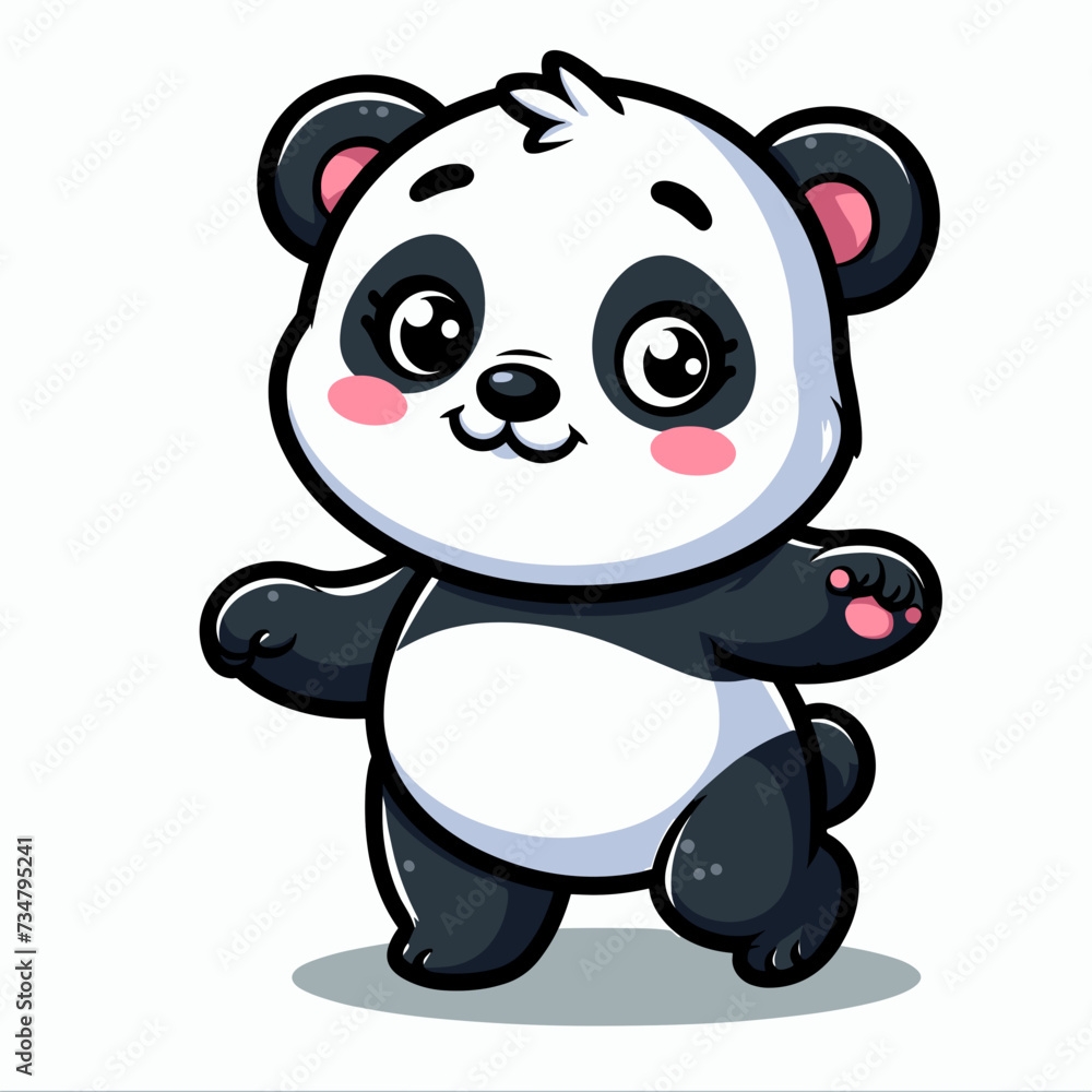 Naklejka premium Cute kawaii Panda 