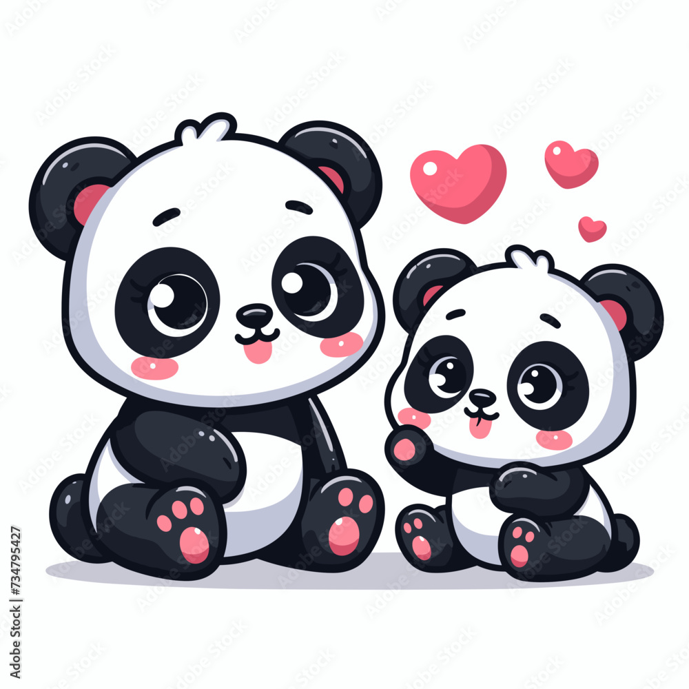 Fototapeta premium Cute kawaii Panda