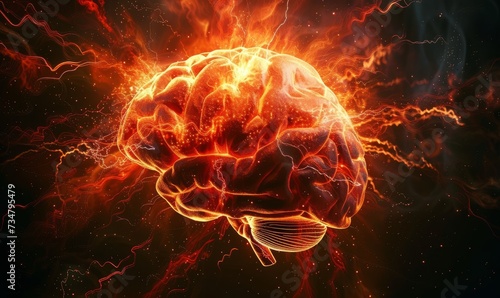 Human brain showing neurons firing and neural extensions  creativity concept  Generative AI