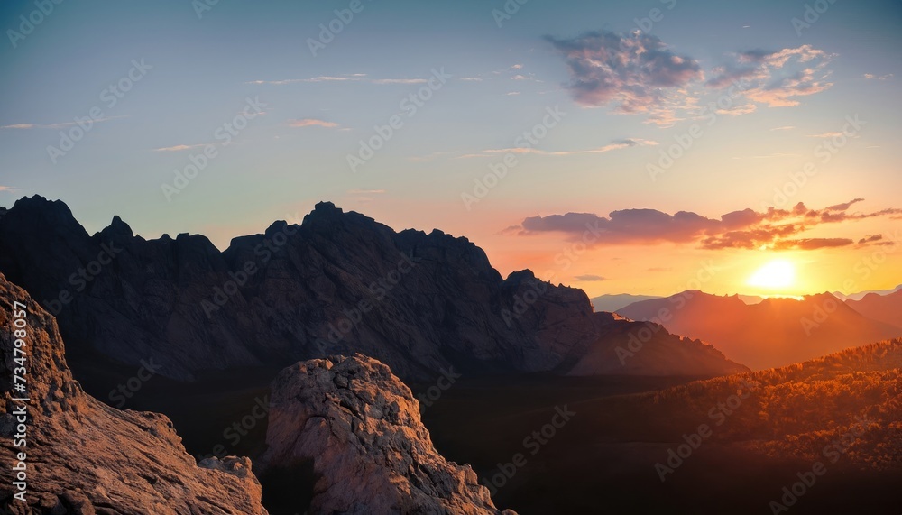 Rocky Mountain and sunset background