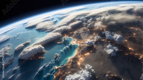 A satellite orbiting earth, capturing stunning images of the planet from space © Waqasiii_Arts 