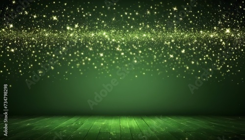 A abstract background with blurred green particles. Generative AI