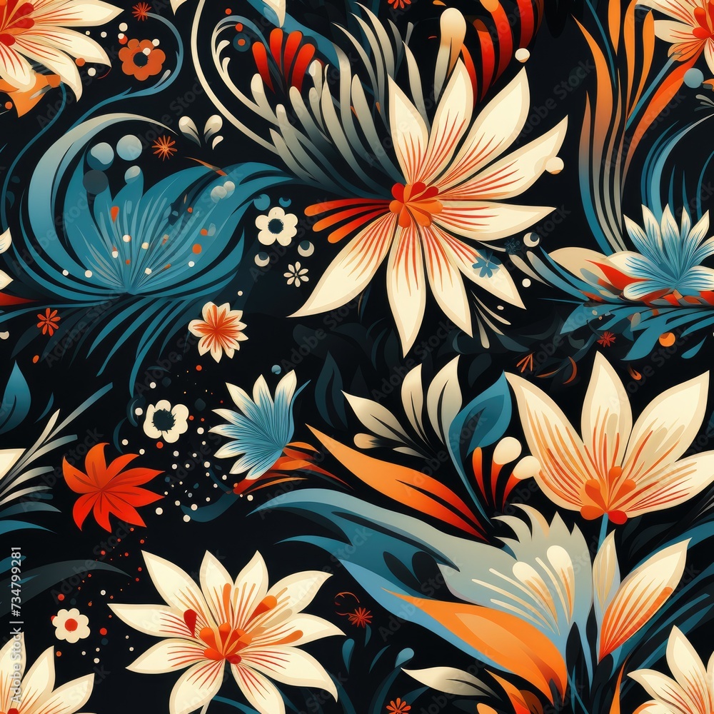 Vibrant Indonesian Batik Seamless Pattern Vibrant Indonesian Batik Seamless Pattern