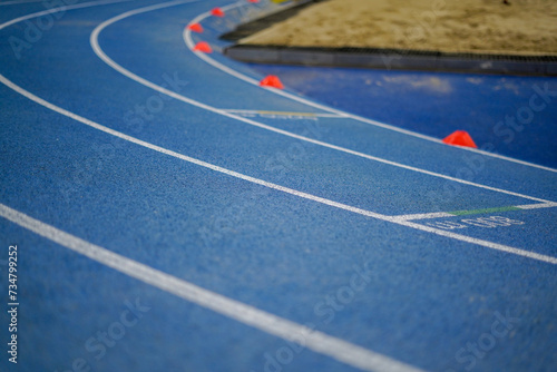 athletics track. the detail of an athletics track during a sports competition.