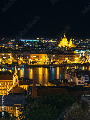 Night view over the Danube in Budapest