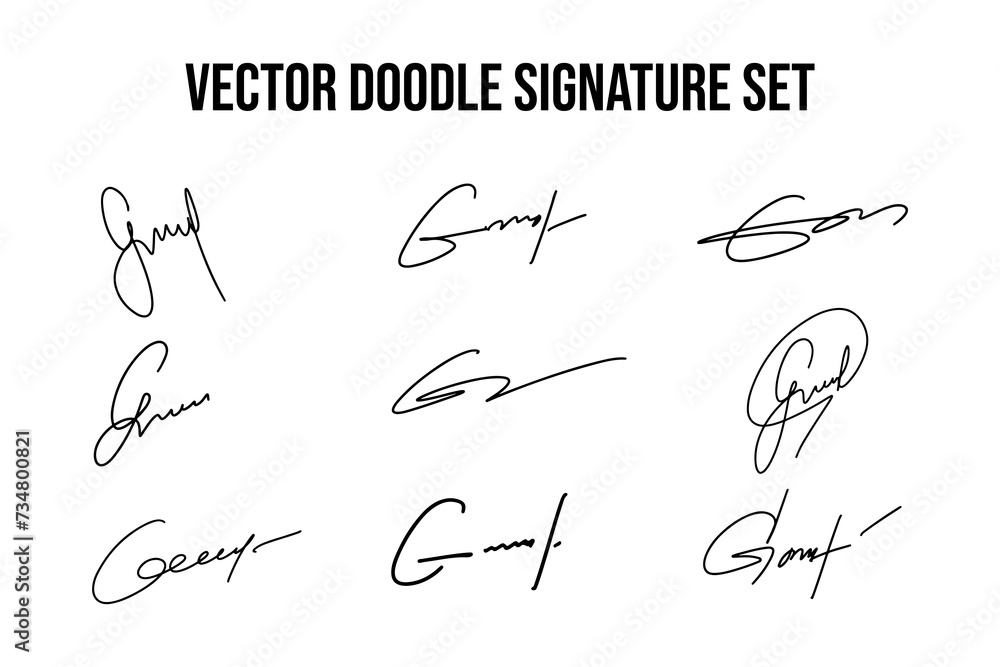 Handwritten signatures set. Collection of vector fictitious autograph ...