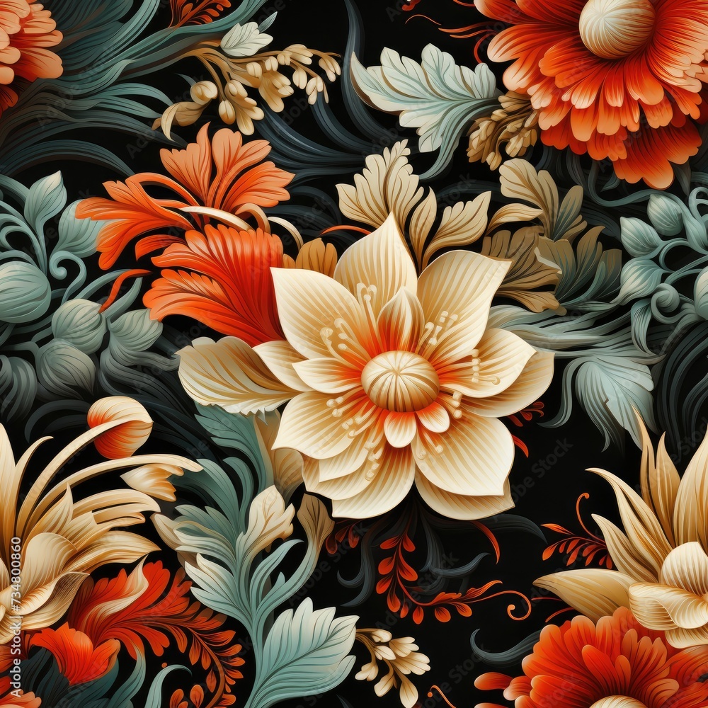 Ornate Indonesian Batik Seamless Pattern