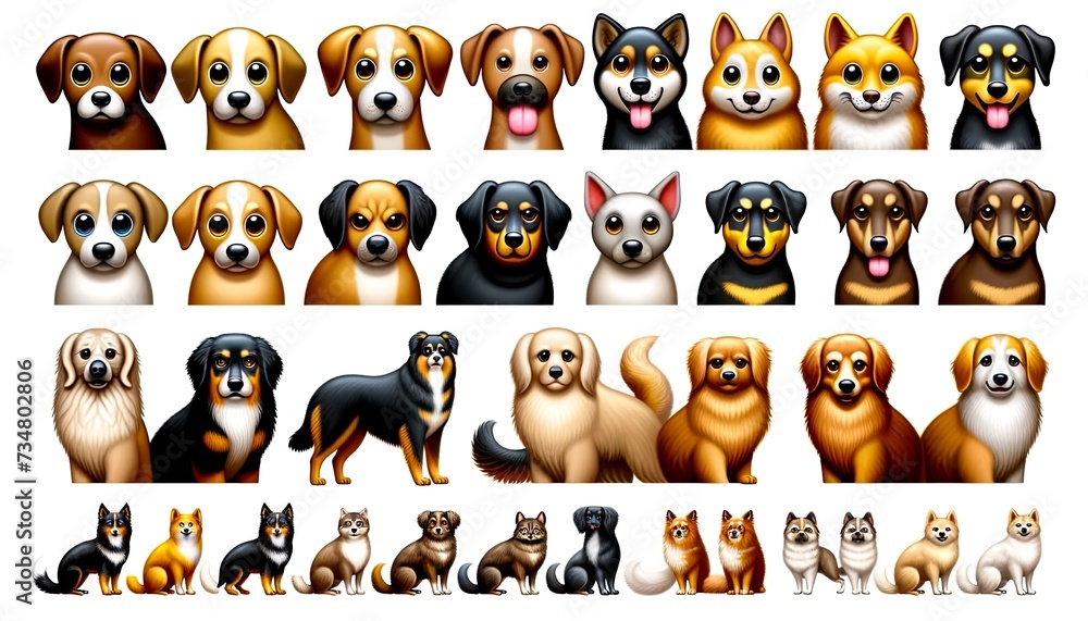 A set of horses icons, designed in a highly realistic emoji style