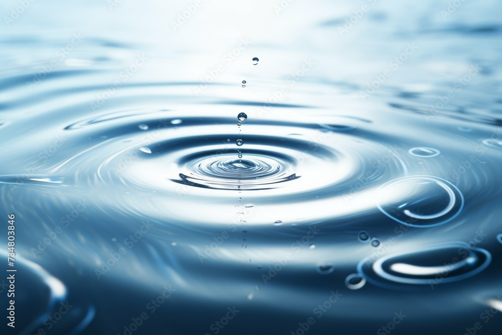 Close-up of a water droplet creating ripples on surface Close-up of a water droplet creating ripples on surface