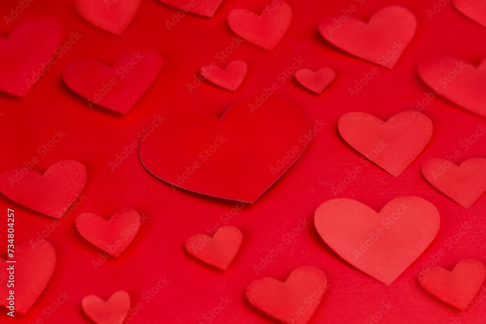 love wallpaper, red hearts shape on red background