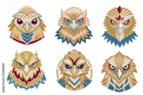 Ragi Bird Face Set, Bird Face Cartoon, Bird Vector Illustration, Modern Bird logo.
