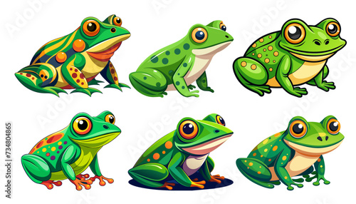 Fototapeta Naklejka Na Ścianę i Meble -  green frog. Vector illustration of cute frog cartoon isolated on white background