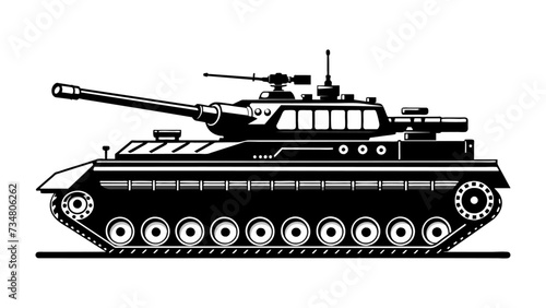 Tank silhouette. Isolated military tank
