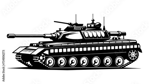 Tank silhouette. Isolated military tank