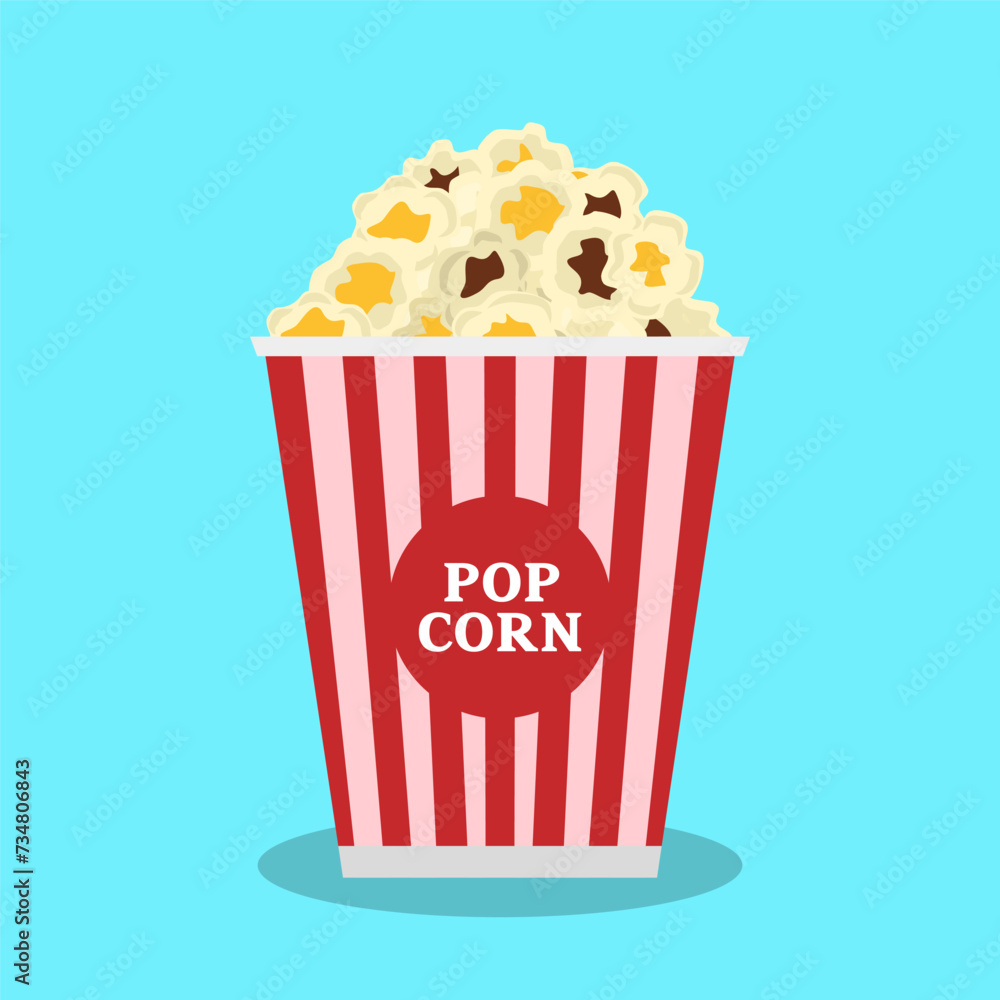 Popcorn box flat vector design isolated on white background