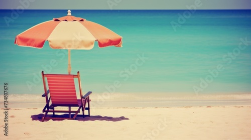 Chair and umbrella in tropical beach