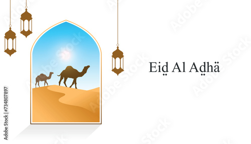 illustration vector graphic of eid al adha perfect for background design