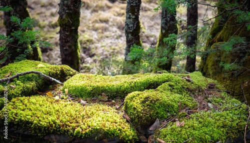  Fairy forest, Moss stones natural background