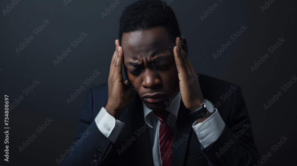 Depressed Business man having an headache Depressed Business man having an headache